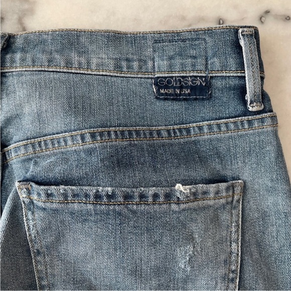 Goldsign Stevie Denim Patchwork high rise straight leg jeans - Picture 13 of 15